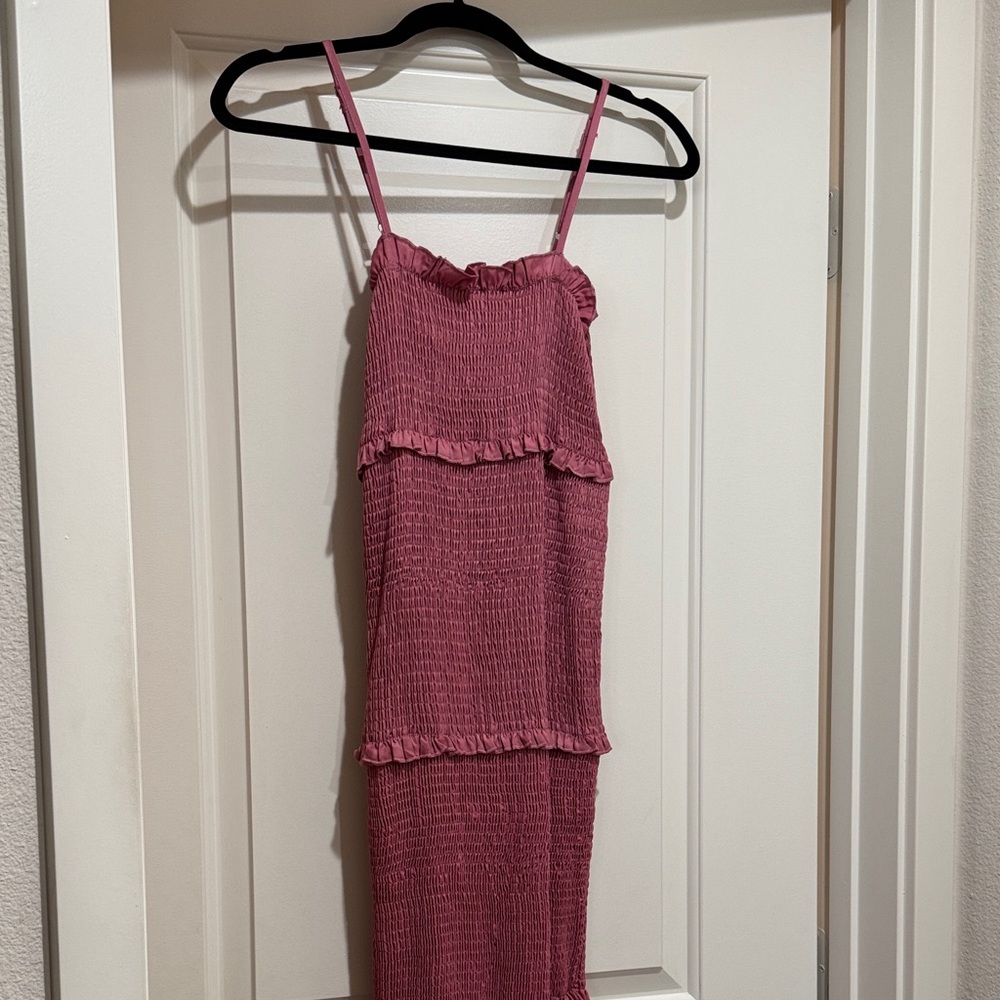 Maternity Pink/Mauve Maxi Tier Dress